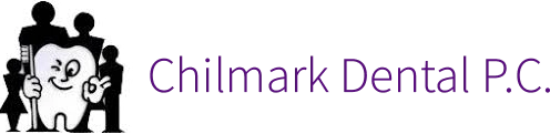 The image features a logo with text that reads  CHILMARK DENTAL PC  against a background that includes a symbolic representation of a dental practice, along with a graphic of a person s head and shoulders, possibly indicating dental care services.